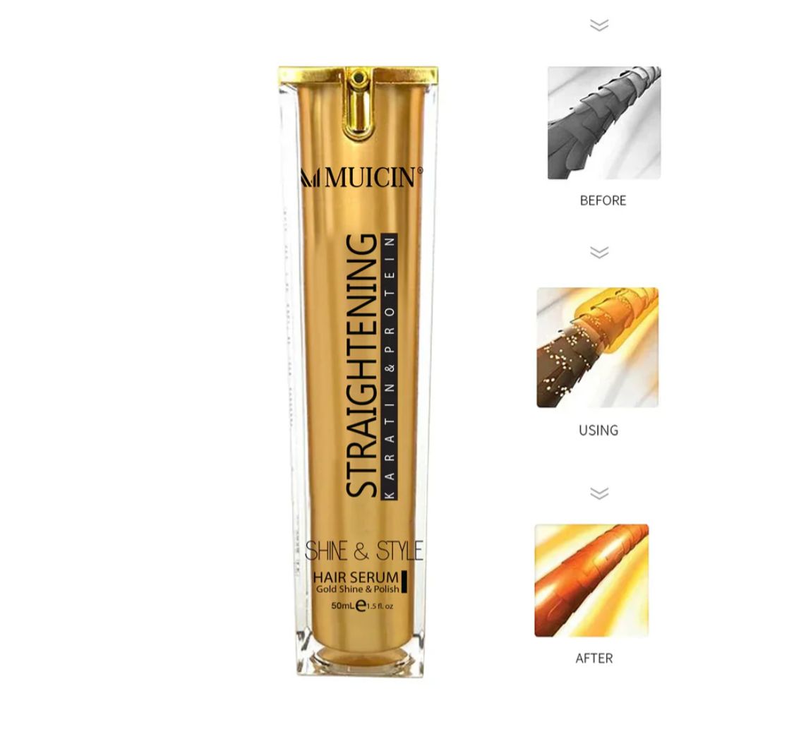 Muicin Gold Shine & Style Hair Straightening Serum.